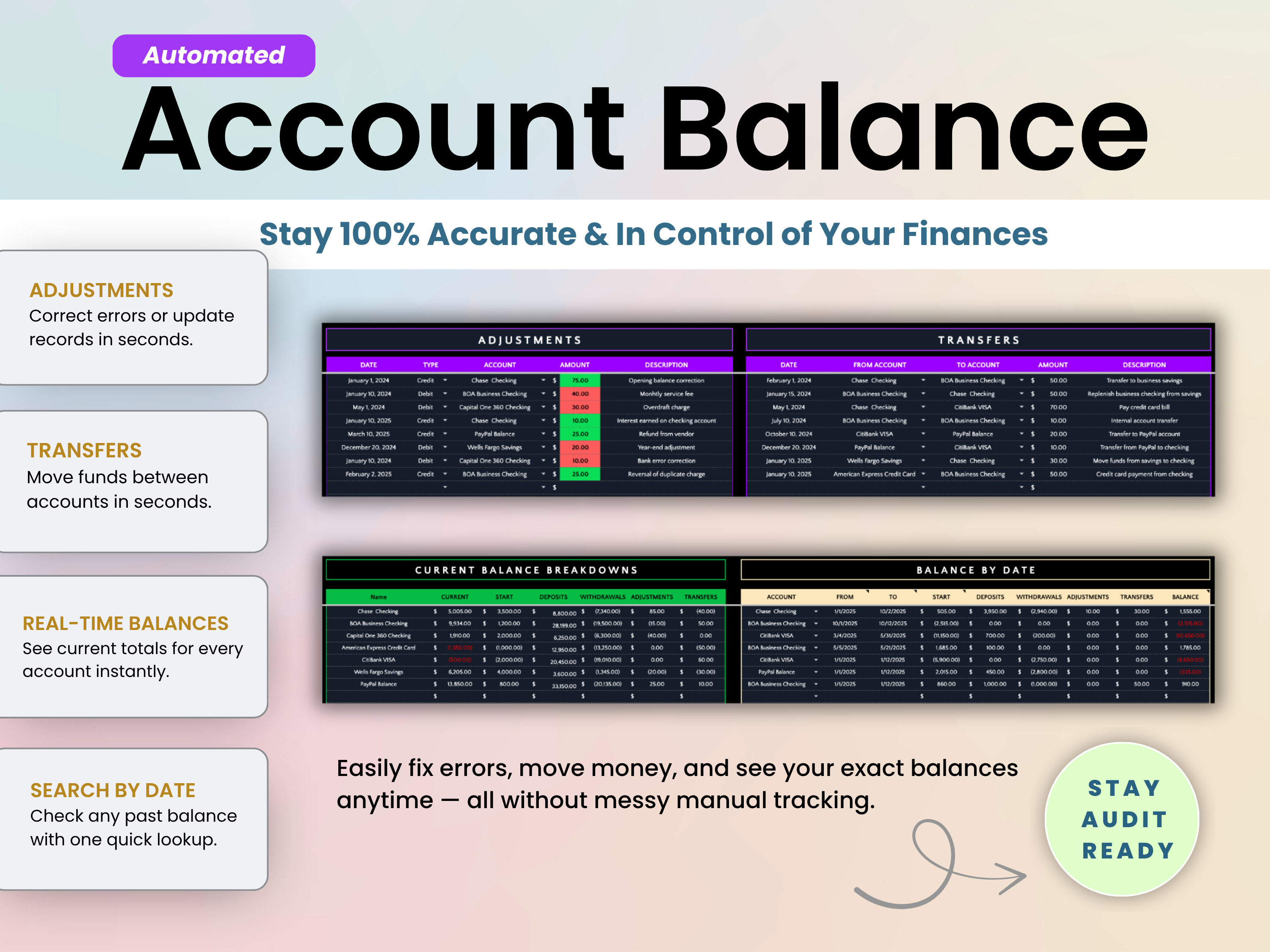Account balance to stay accurate and in control of your finances - by Smart Kit Designs