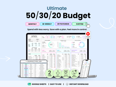 50 30 20 budget planner for Google Sheets