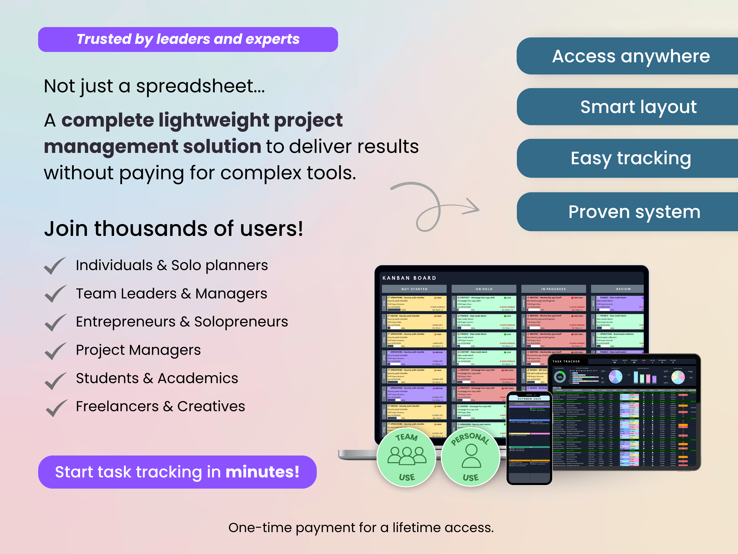 A complete lightweight project management solution to deliver results without paying for complex tools. 