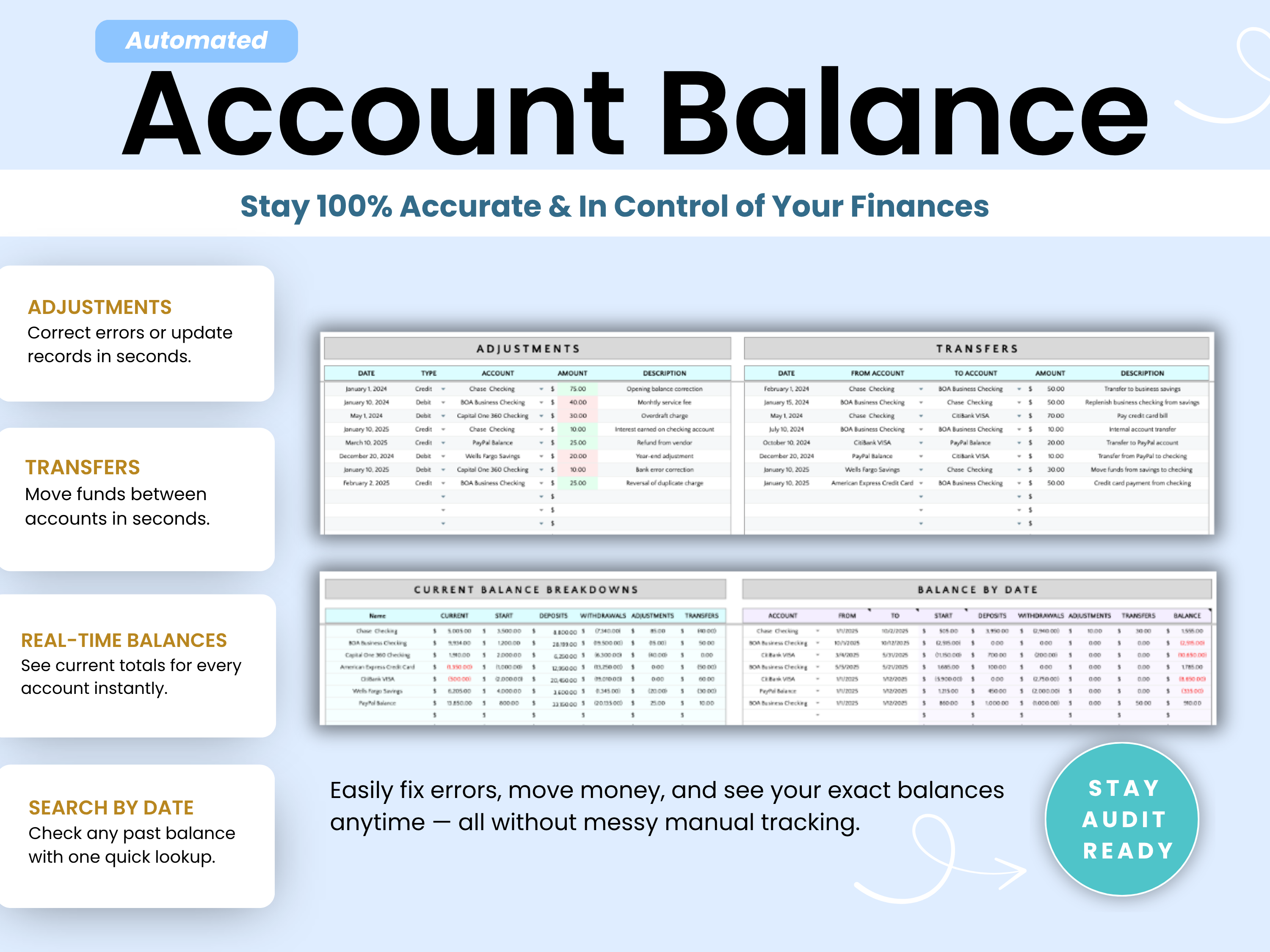 Account balance to stay accurate and in control of your finances - by Smart Kit Designs