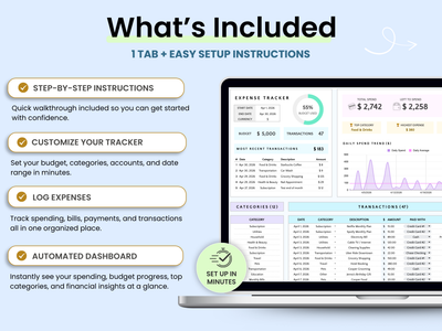 what's included in the expense tracker sheet