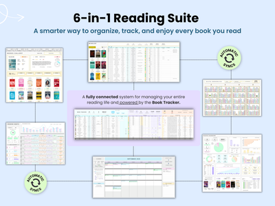 6-in-1 Reading Suite software interface with various modules on a light blue background