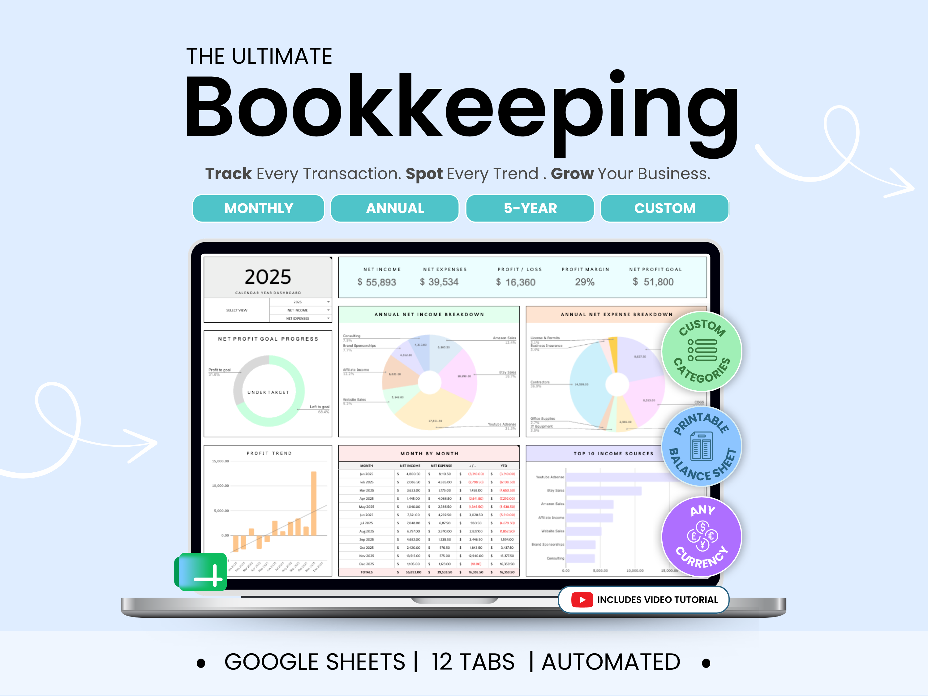 Small Business Bookkeeping Template for Google Sheets