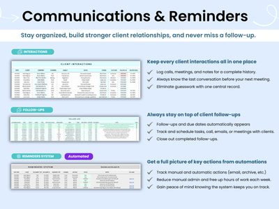 Client communications and reminders - Client Tracker CRM 