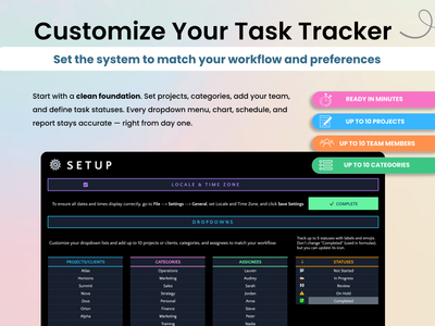 Task tracker setup interface with customization options on a gradient background