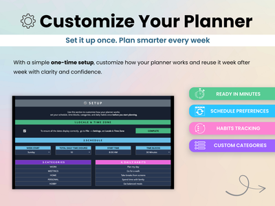 Customize your daily and weekly planner spreadsheet