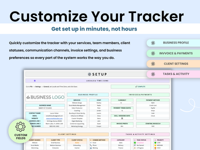 Screenshot of a customizable tracker setup interface with various fields and options.