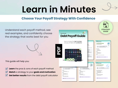 Debt payoff dashboard includes a strategy guide
