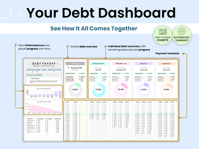 Debt payoff dashboard features