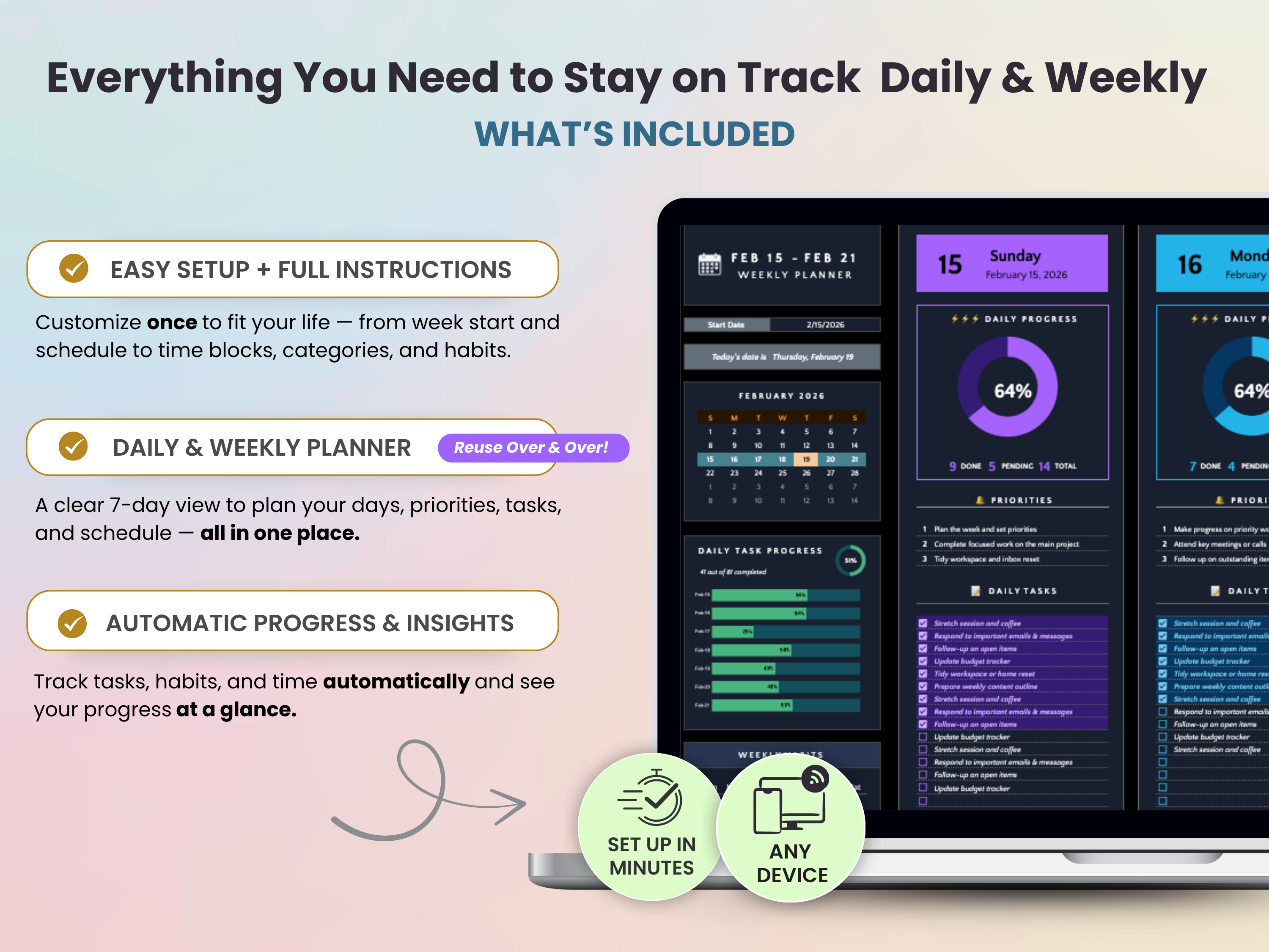 Everything You Need to Stay on Track  Daily & Weekly
