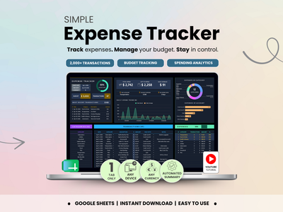 Expense tracker dark mode Spreadsheet by Smart Kit Designs