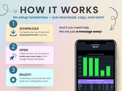 Step-by-step guide on how to use a product or service with a smartphone displaying a graph.