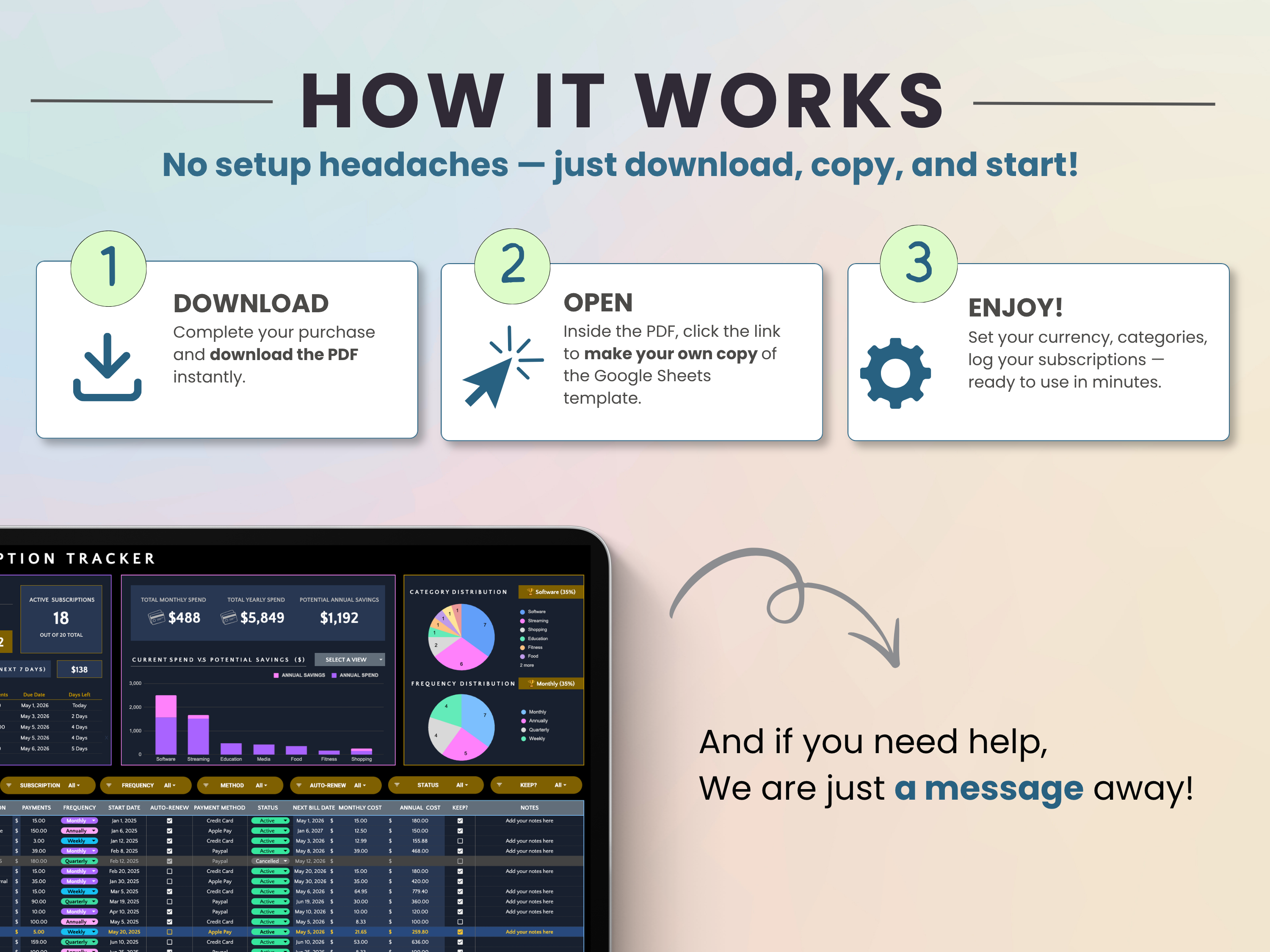  How to purchase and download your subscription tracker