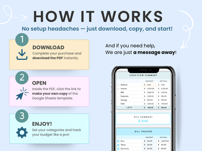 Step-by-step guide on how to use a budgeting app with smartphone display.
