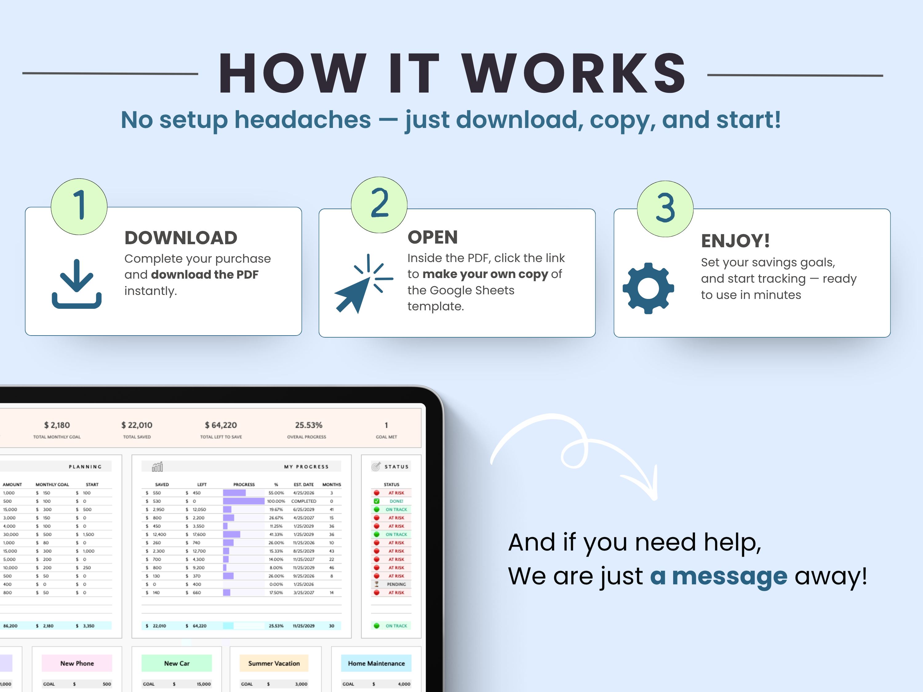 How to purchase and download the savings tracker template