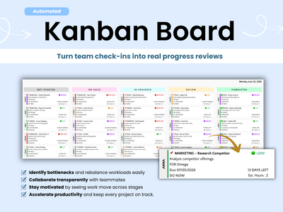 Kanban board task tracker to turn team check-ins into real progress reviews