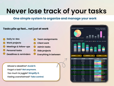 Task management app interface with text about organizing tasks.