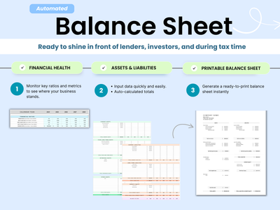 Printable Balance Sheet Bookkeeping by Smart Kit Designs