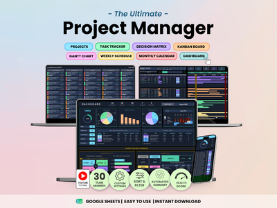 Ultimate Project Manager Pro - Dark Mode Template for Google Sheets