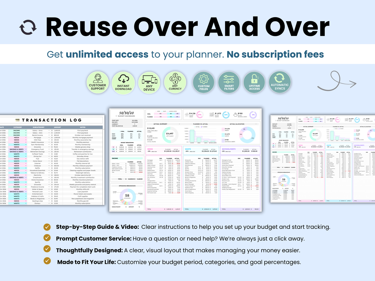 reuse your budget tracker over and over 
