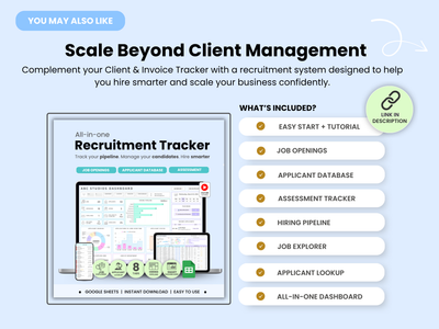 Advertisement for a recruitment system with features listed on a light blue background
