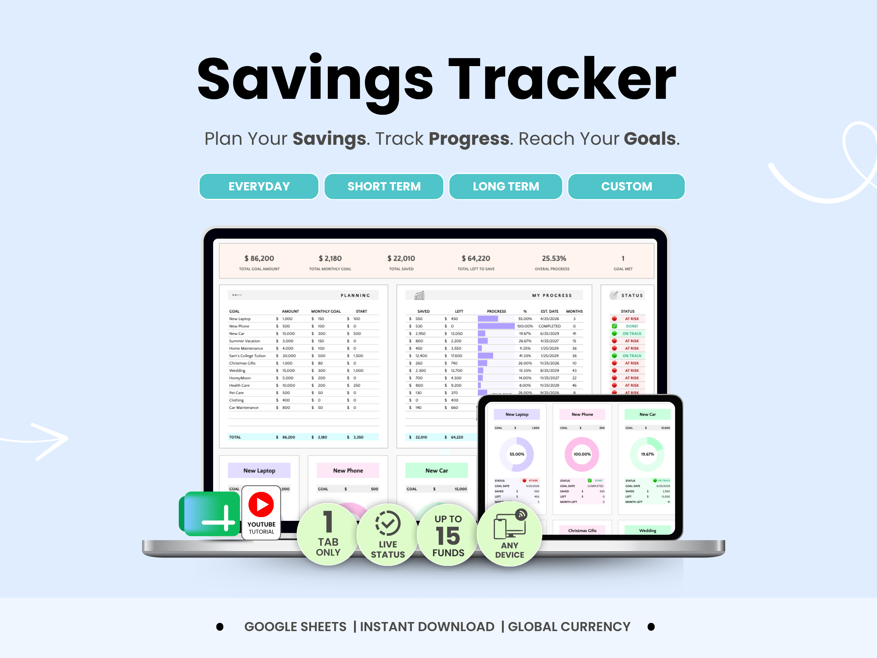 Sinking Funds Savings Goals Google Sheets