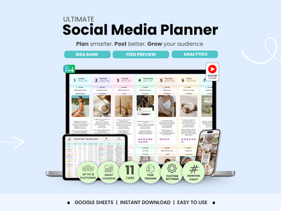Social Media Content Planner Spreadsheet by Smart Kit Designs