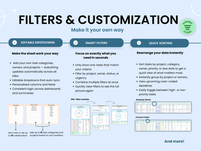 Task Tracker Dynamic Filters and Customization