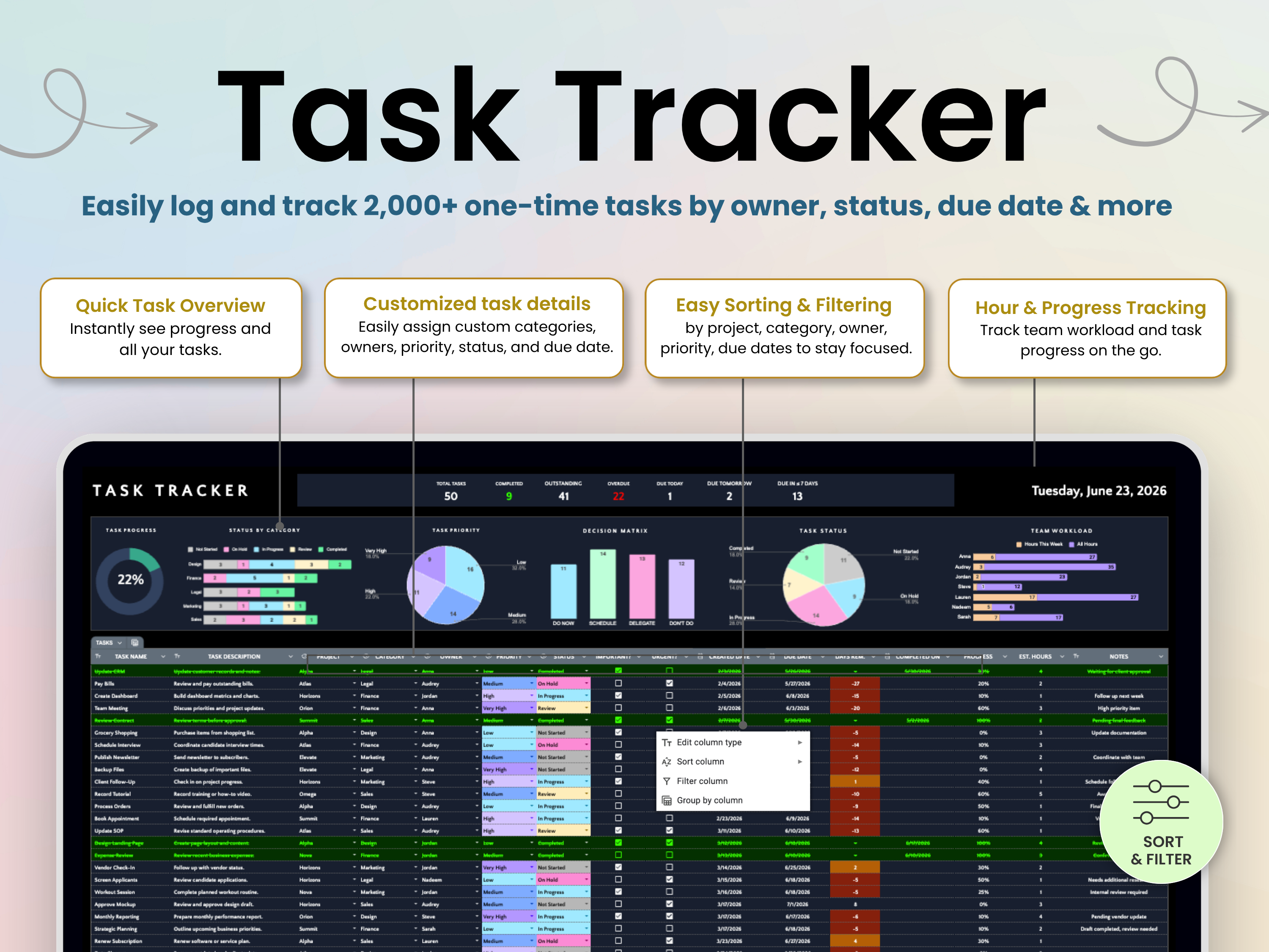 Task Tracker to track one-time events
