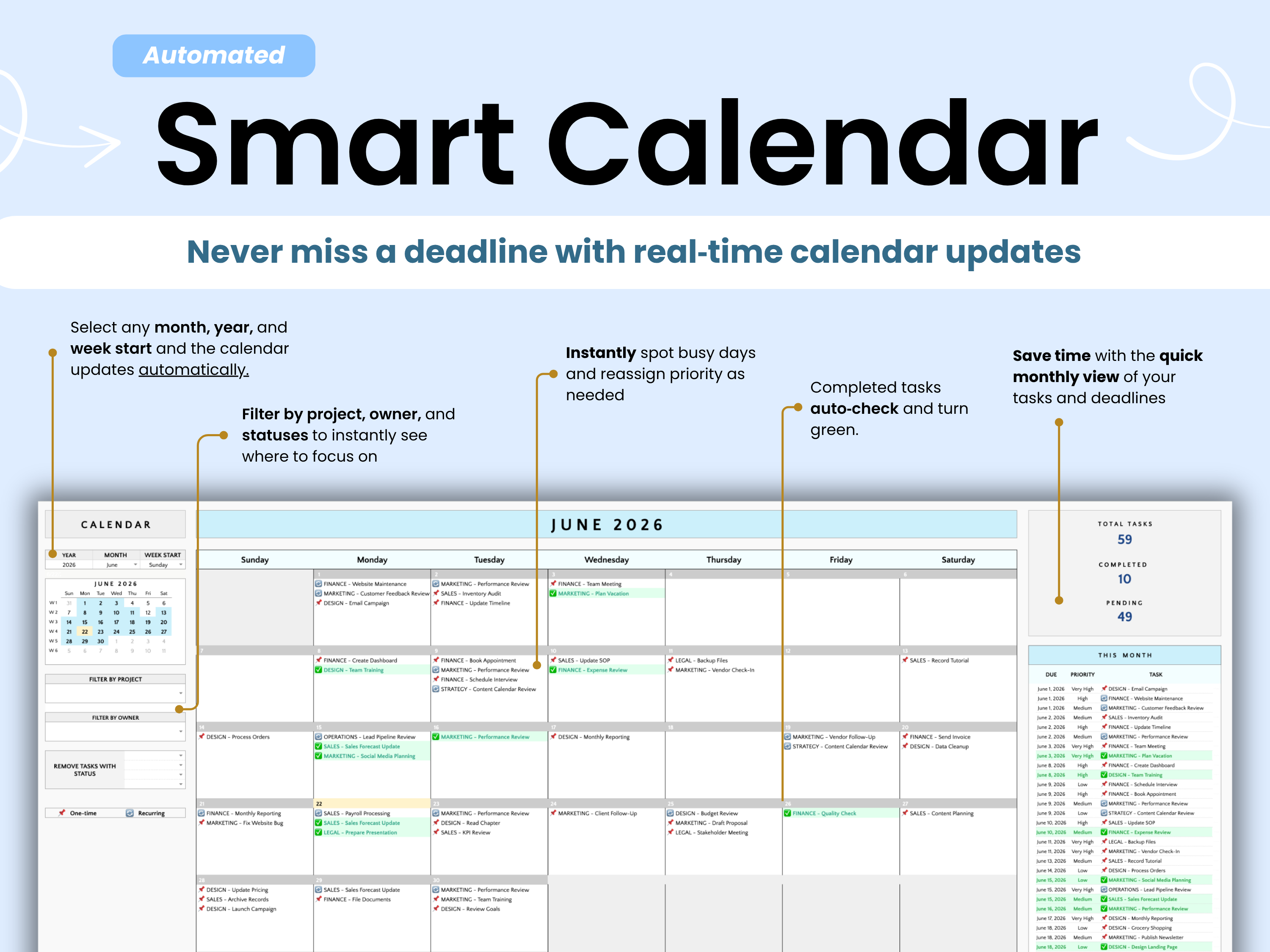 Never miss a deadline with real‑time calendar updates