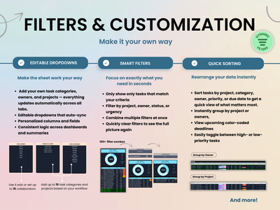Task Tracker Dynamic Filters and Customization