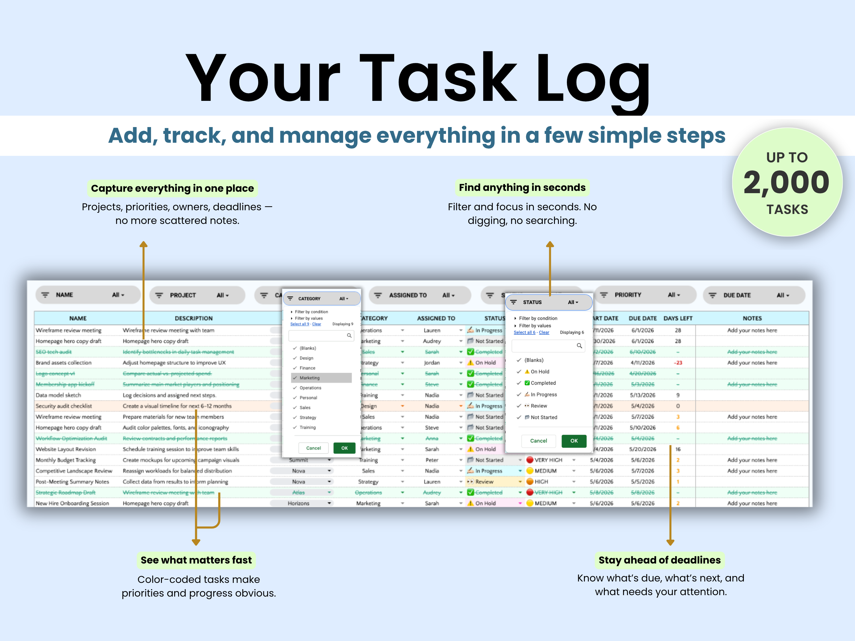 Add, track, and manage everything in a few simple steps