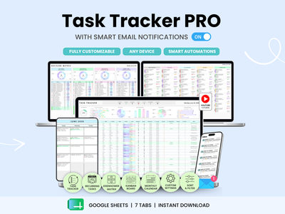 Task Tracker Pro Email Notification Google Sheets by Smart Kit Designs
