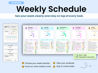 Weekly schedule with task management features on a white background