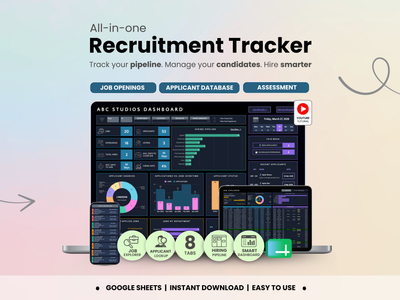 Recruitment Tracker dashboard with graphs and statistics on a gradient background