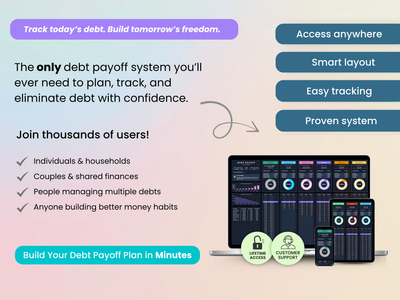 The only debt payoff system you’ll ever need to plan, track, and eliminate debt with confidence.