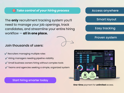 Advertisement for a recruitment tracking system with text and graphics on a gradient background.
