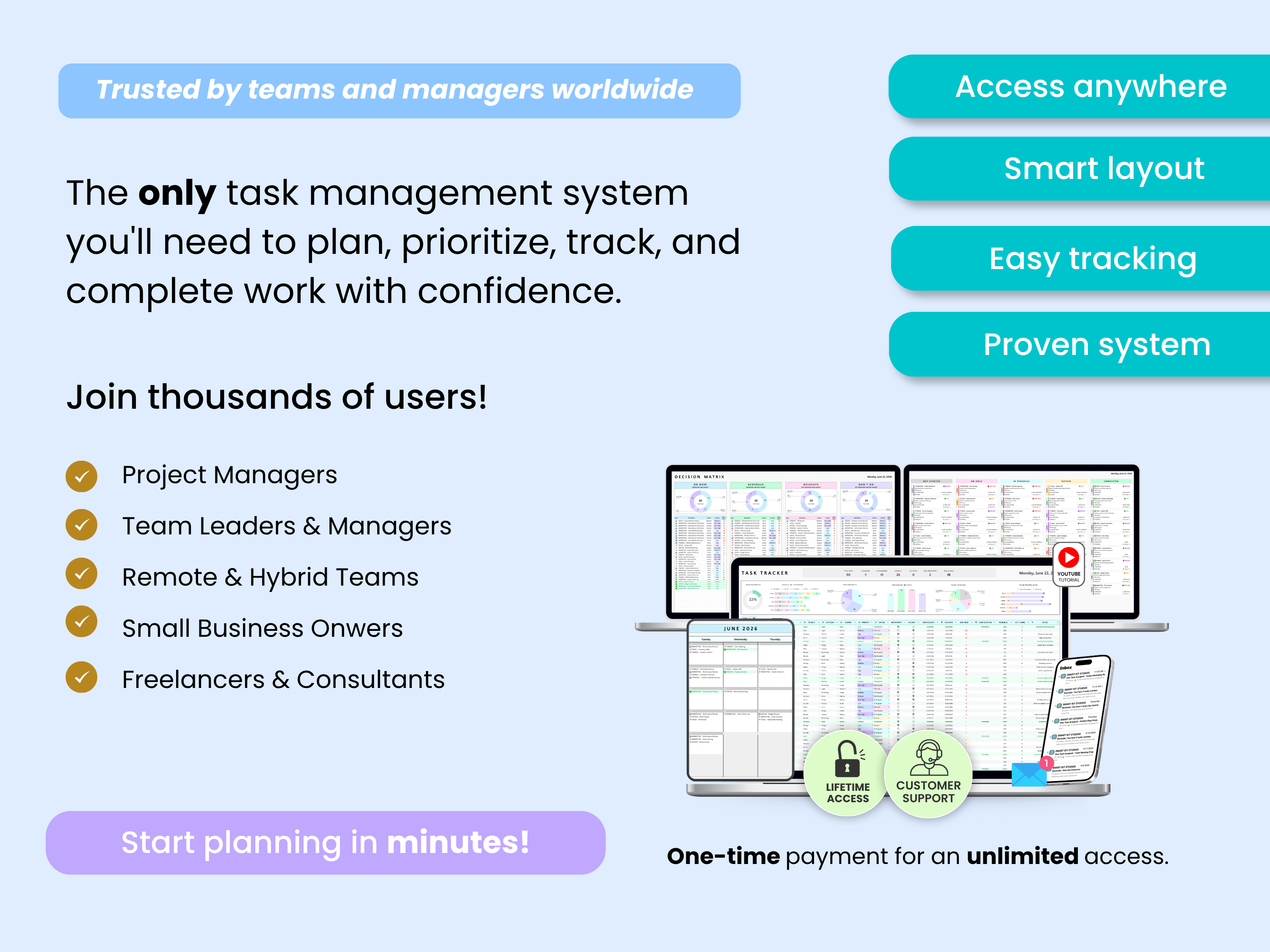 The only task management system you'll need to plan, prioritize, track, and complete work with confidence.