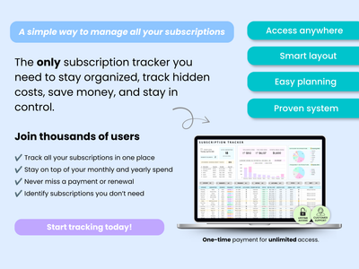 The only subscription tracker you need to stay organized, track hidden costs, save money, and stay in control.