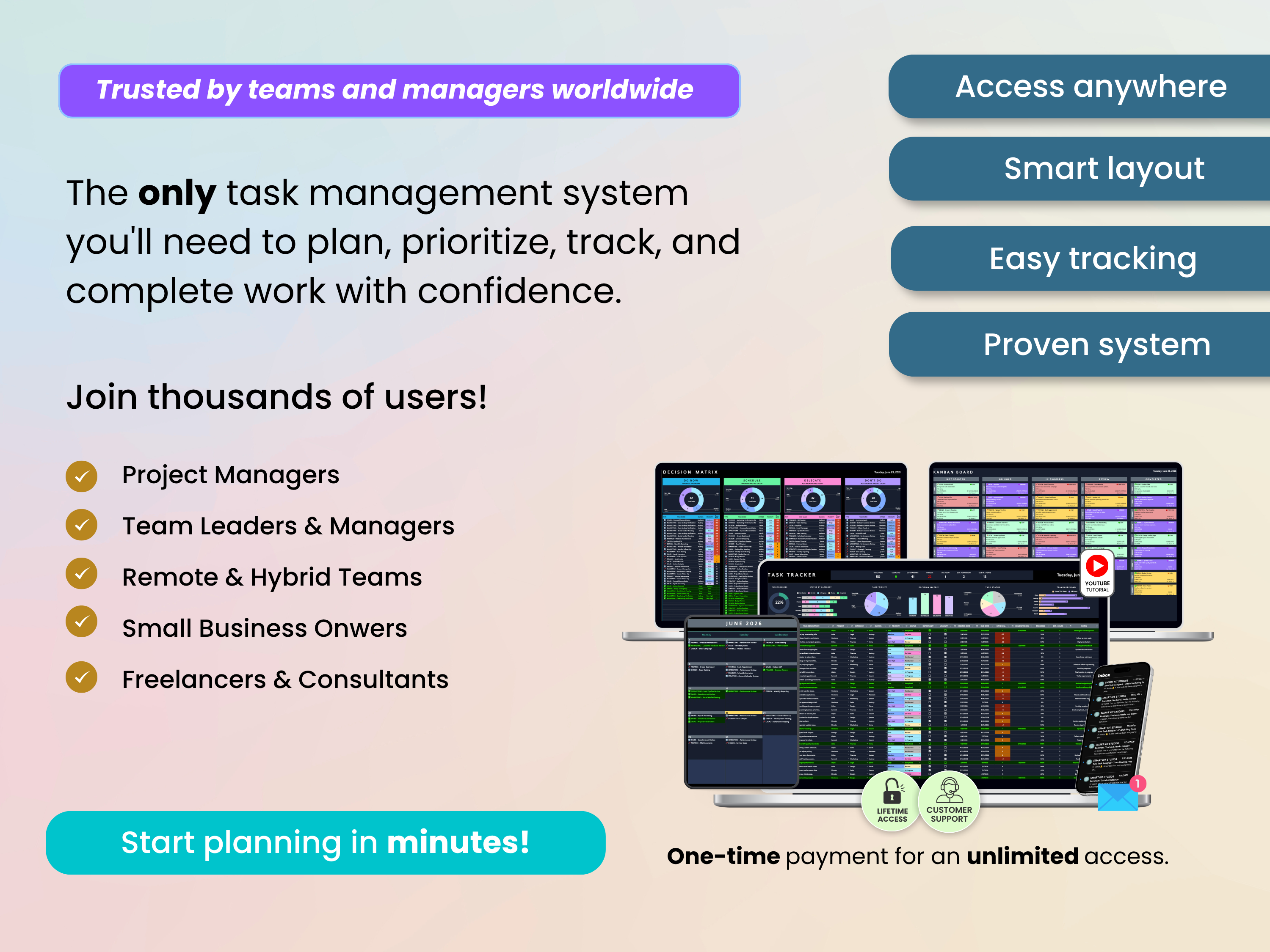 The only task management system you'll need to plan, prioritize, track, and complete work with confidence.