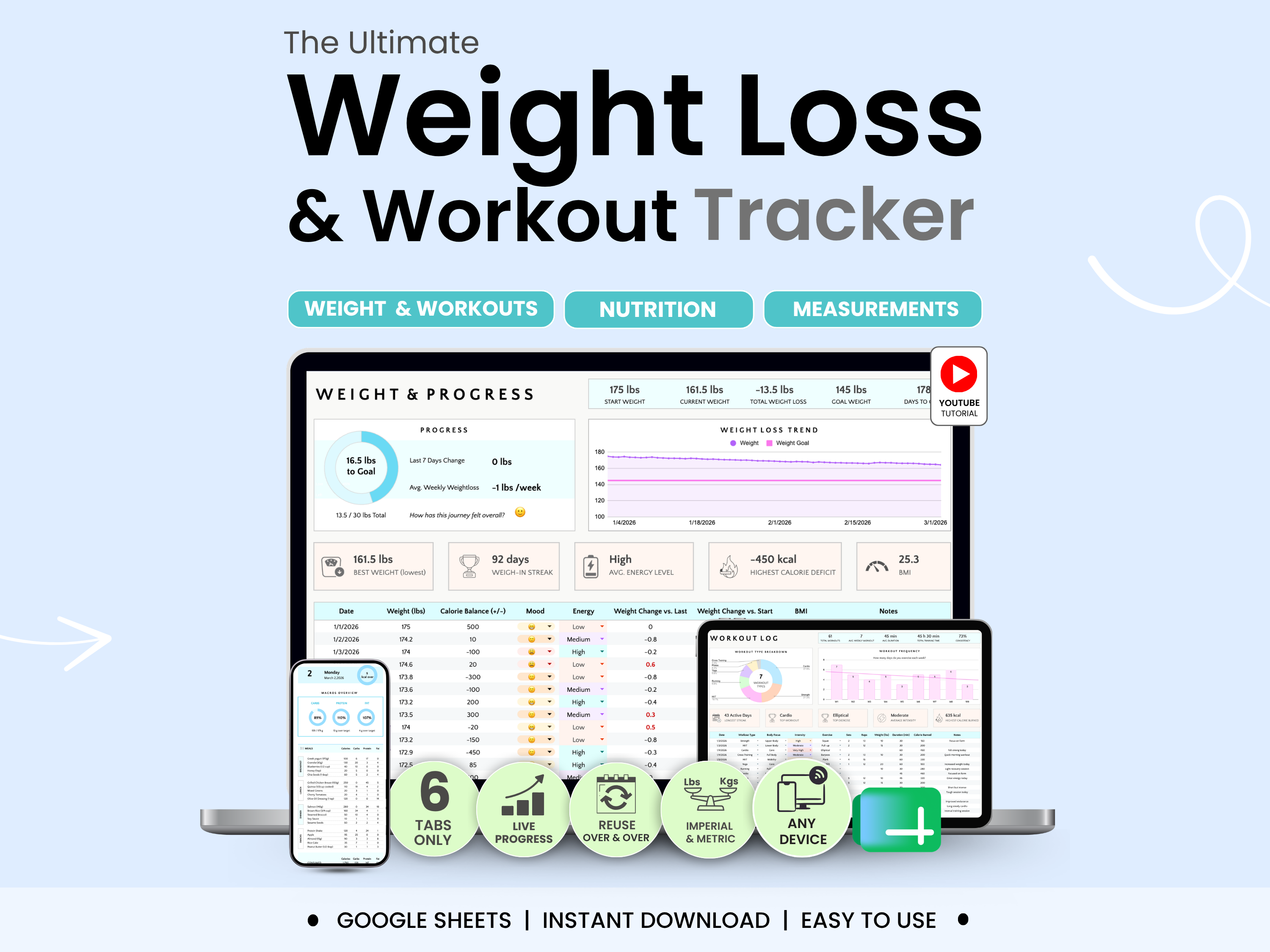 The ultimate weight loss and workout tracker by Smart Kit Designs