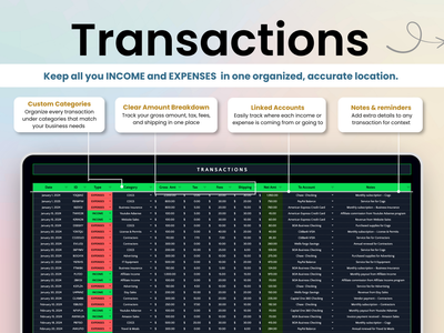 Transaction database for income and expenses by Smart Kit Designs
