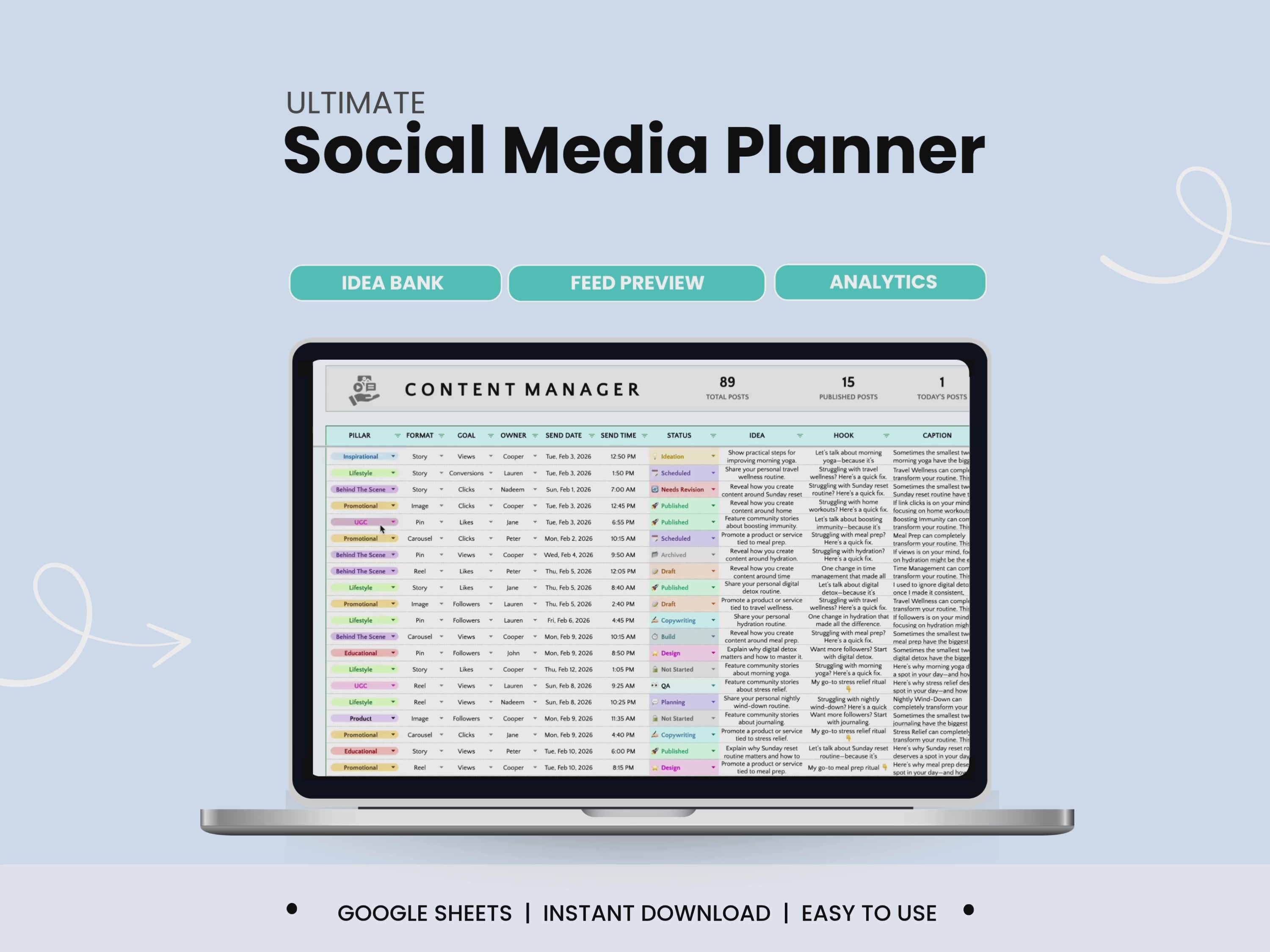 Charger la vidéo: Social Medial Content Planner Video Clip