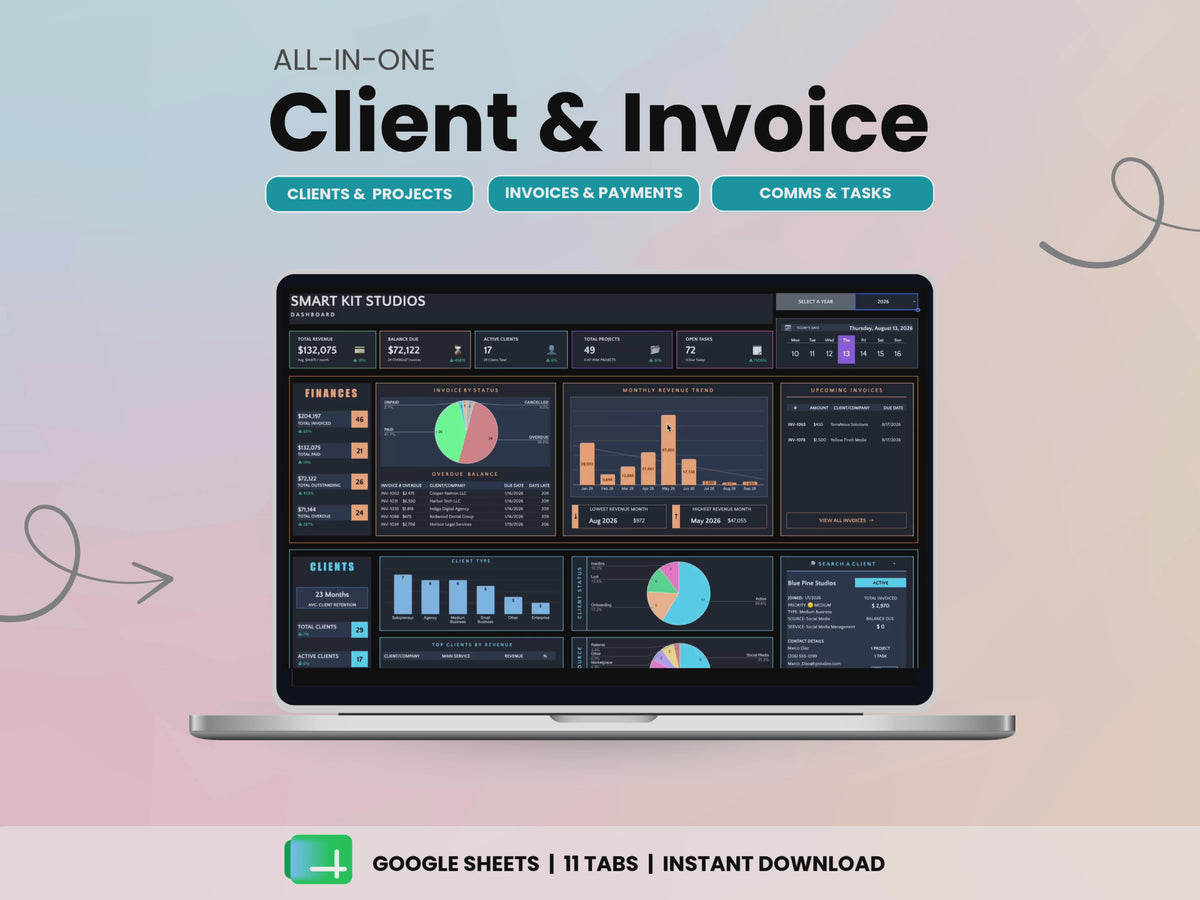 Video Clip Client & Invoice Tracker Dark Mode