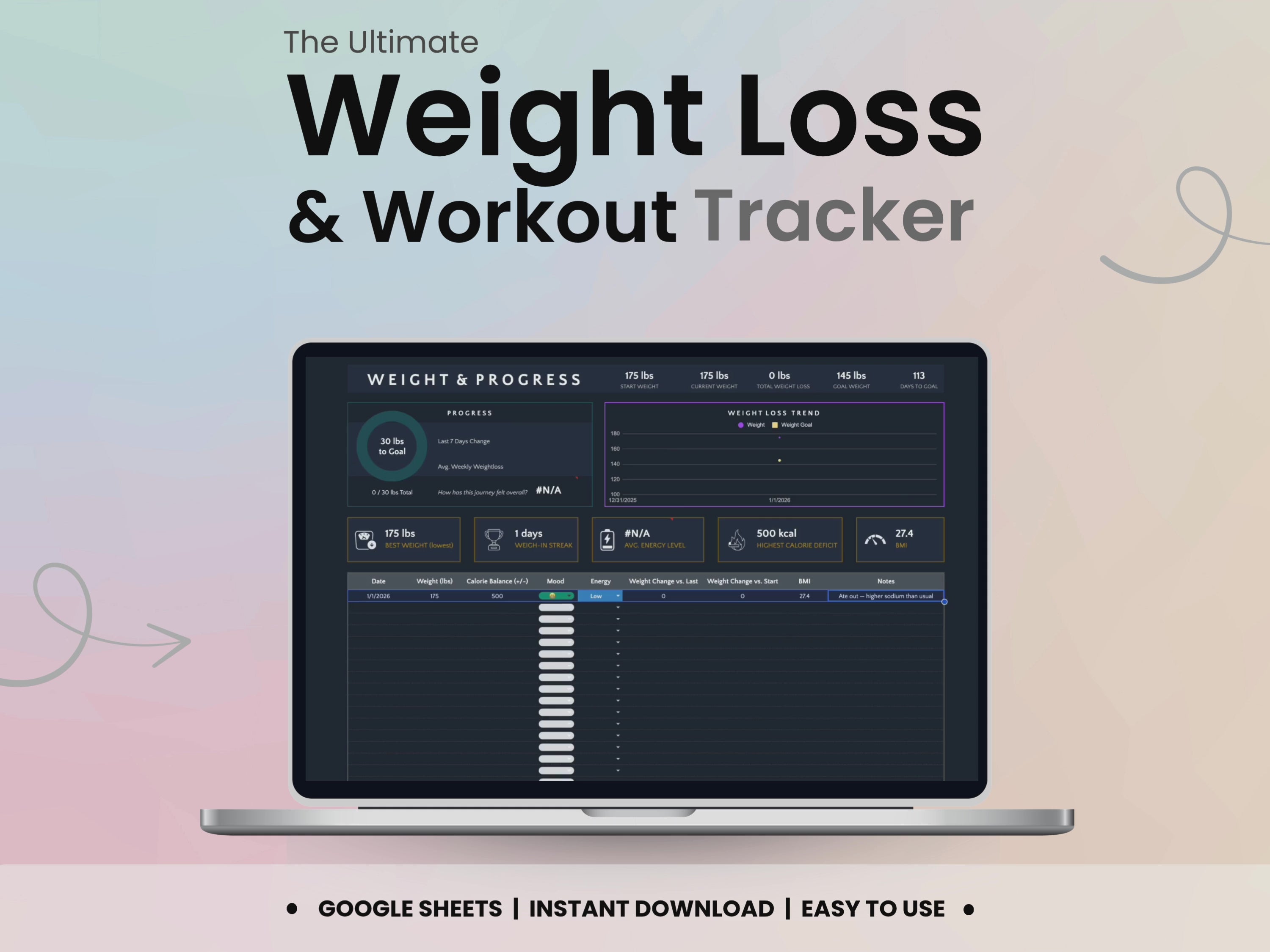 Weight Loss and Workout Tracker Video Clip