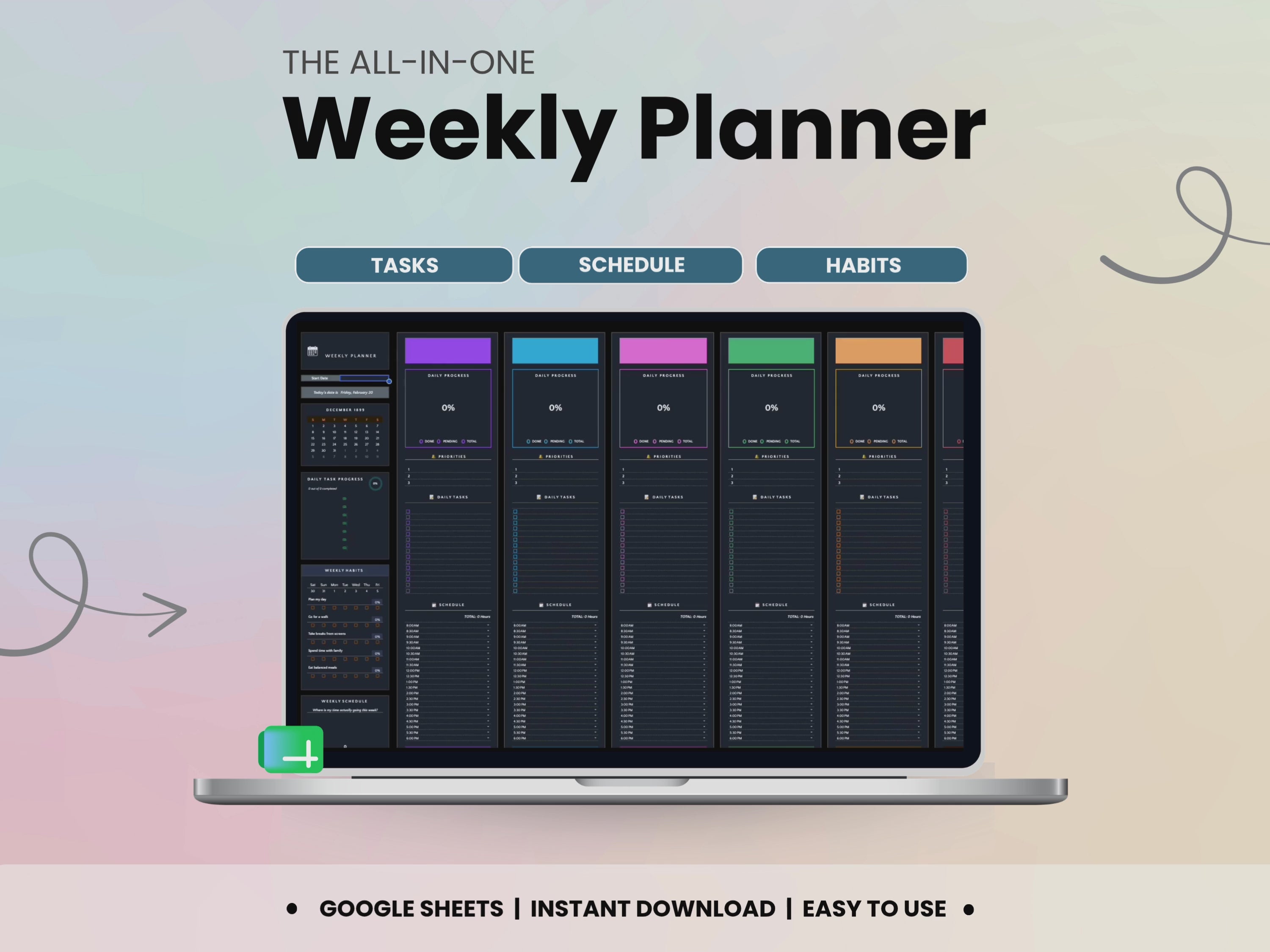 Daily & Weekly Planner Dark Mode Video Clip